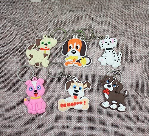 Airgoesin 20pcs Keychain Key Ring Hang Dog Puppy Rubber Cute Promo Gift Bag