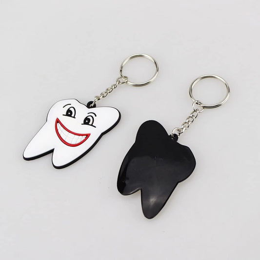 Airgoesin 30pcs Keychain Key Ring Hang Rubber Tooth Smile Dental Clinic Gift Christmas Holiday Charms for Kids Birthday Party Favors & School Carnival Prizes