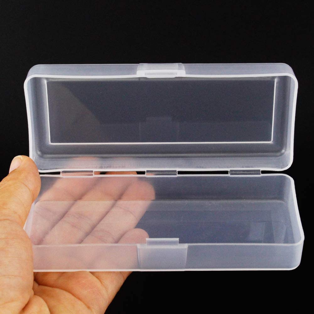 Airgoesin 4pcs Small Storage Box Container Desktop Organizer with Lid for Keeping Small Parts, Coints, Screws, Bead, Pencils, Q-Tip, Ornaments, Pills, Herbs, Jewelry Findings (2pcs L + 2pcs S)