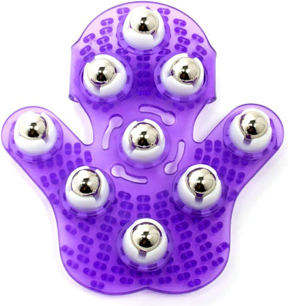 Deep Tissue Massage Roller Glove for Neck, Chest, Foot, Hamstrings, Thighs, and Full Body Care 9 360-degree-roller Metal Roller Ball Beauty Body Care (9 Beads)