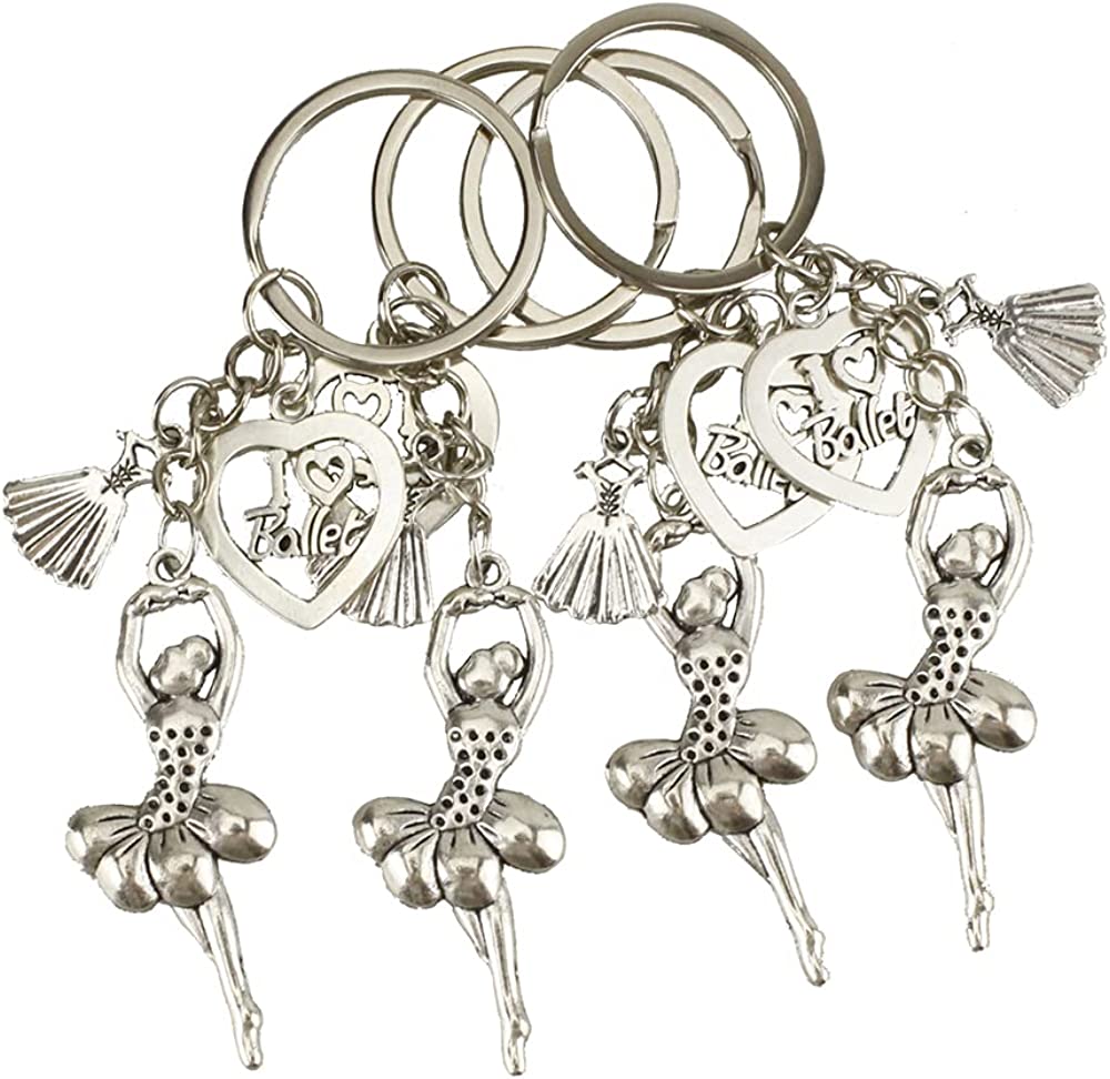 Airgoesin 4pcs Ballet Dancing Gifts Dance Class Dancer Gift Party Favors Bag Charm Pendent