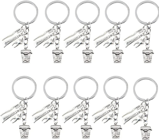 Airgoesin 10pcs Toothbrush Toothpaste Keychain Metal Pendant Key Ring for Birthday Keychain for Kids Children Adults Giveaways