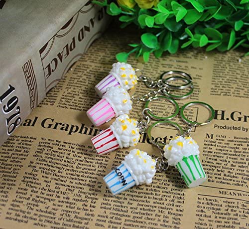 Airgoesin 20pcs Keychain Key Ring Hang Simulation food Popcorn Cute Shop Promo Gift Charms