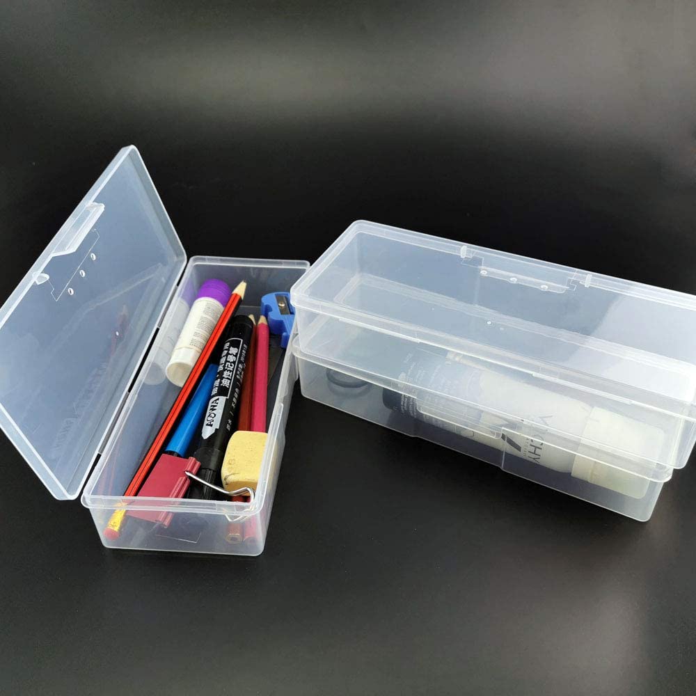 Airgoesin Small Clear Storage Box Container Desktop Organizer with