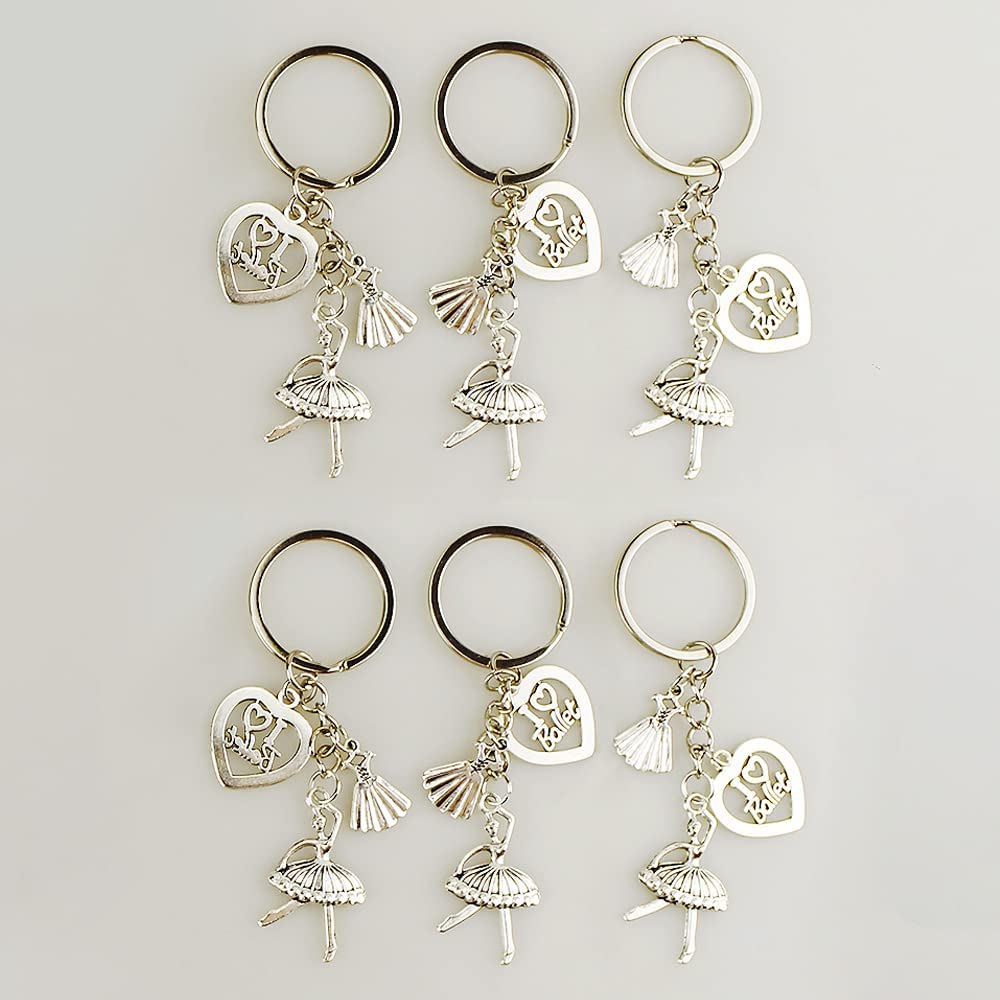 Airgoesin 6pcs Ballet Dancing Dance Class Dancer Gift for Teachers Party Favors Bag Charm Pendent