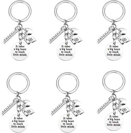 Airgoesin 6pcs Teacher Appreciation Gifts Keychain for Women - Teacher Valentines Christmas Gifts, Thank you gifts for Teacher, It Takes A Big Heart To Teach Little Minds