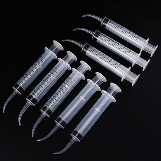 Airgoesin 8pcs Graduated Dental Irrigation Syringe Rinser with Tapered Curved Tip for Oral Crowns, Bridges Tonsil Stone Squirt Mouthwash Cleaner 12ml