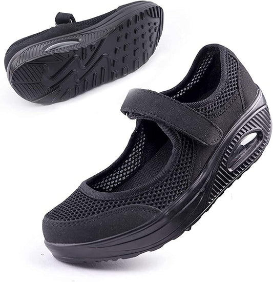 Breathable Slip-On Orthopedic Women's Diabetic Walking Shoes - Comfort Working Nurse Shoes Adjustable Wedges Slip-on Sneaker (Grey,37)