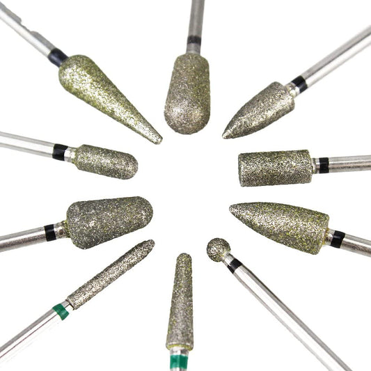10pcs HP Diamond Burs Kit Polishing Trimming Drill 3/32" (2.35mm) Shank Lab Jewerlery