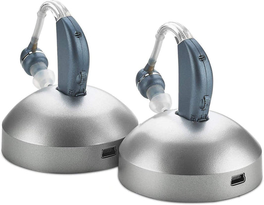 Digital Hearing Amplifier - (Pair of 2) Personal Hearing Enhancement Sound Amplifier, Rechargeable Digital Hearing Amplifier with All-Day Battery Life, Modern Blue