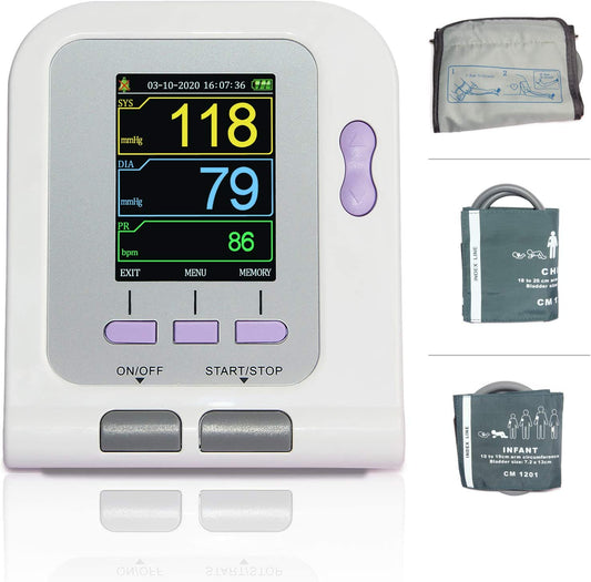 Fully Automatic Upper Arm Blood Pressure Monitor 3 Mode 3 Cuffs Electronic Sphygmomanometer
