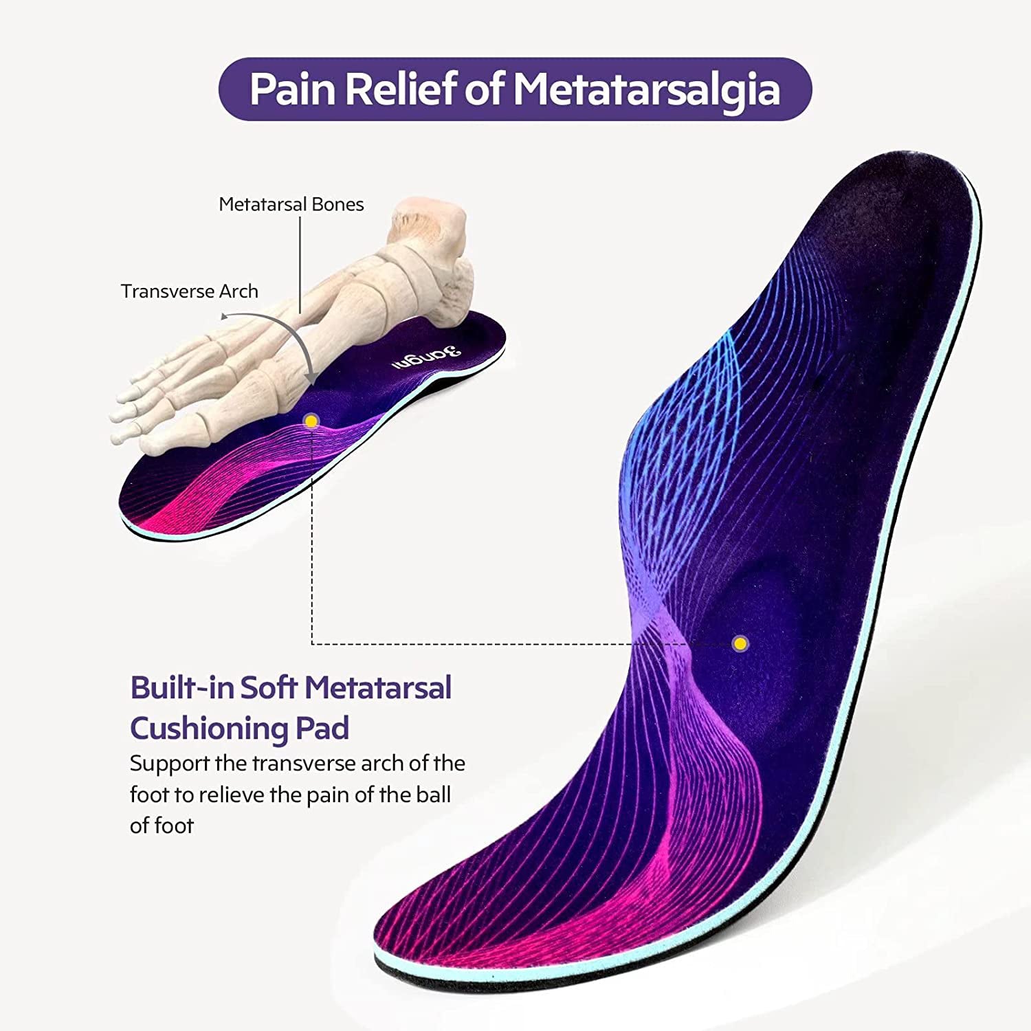 High arch clearance metatarsal support