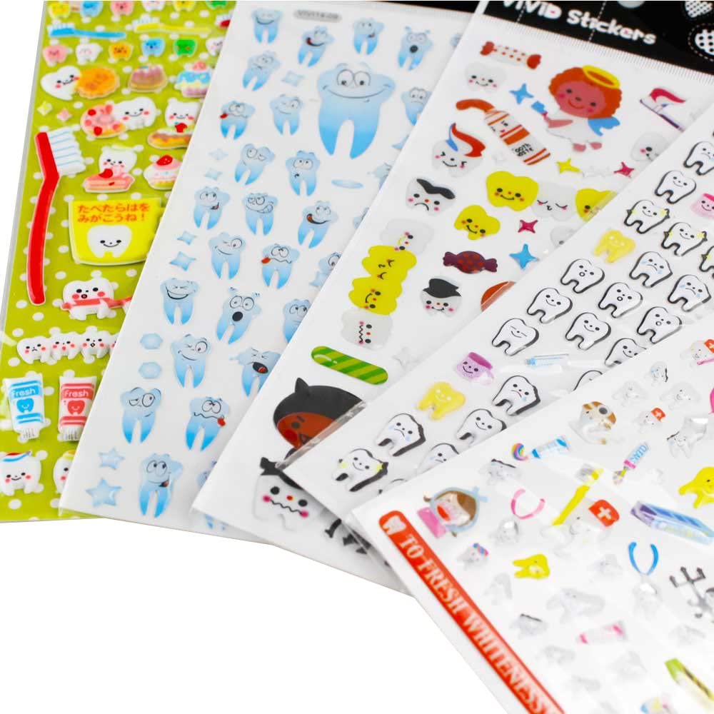 airgoesin 5-Sheet Molar Shaped Cartoon Tooth Paper Stickers Label Dent