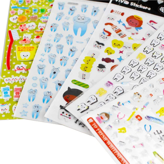 airgoesin 5-Sheet Molar Shaped Cartoon Tooth Paper Stickers Label Dentist Dental Gift