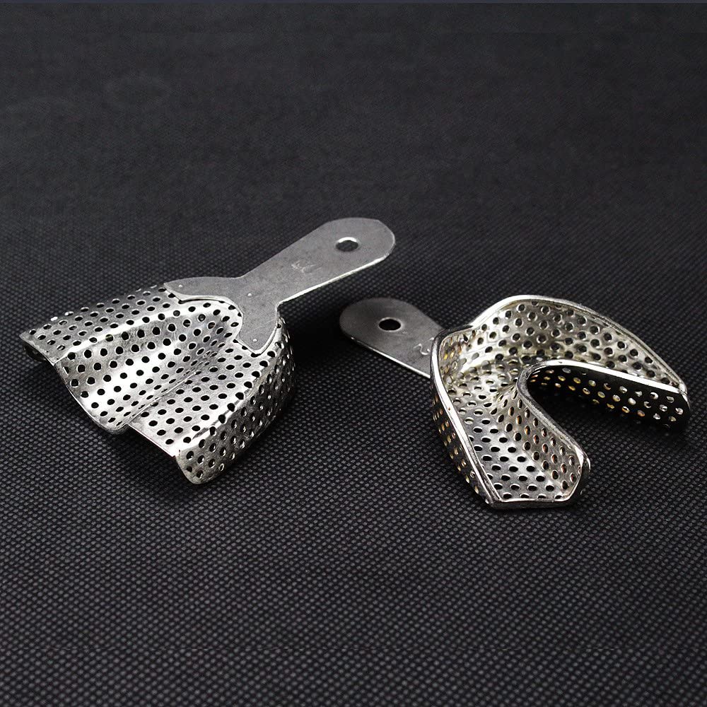 2pcs Dental Lab Stainless Steel Medium Size Impression Tray Denture Instruments